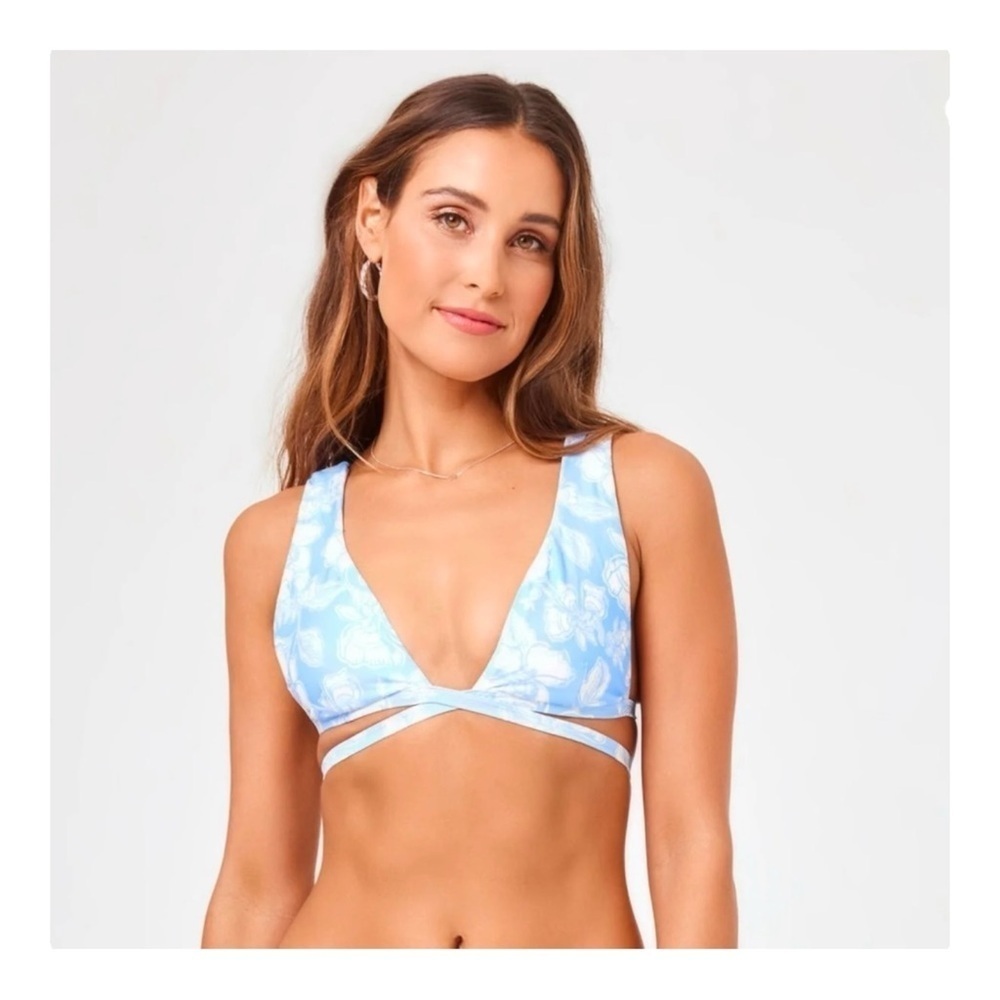 L*Space Eco Chic Econyl Avery Bikini Top In Bali Blooms Nwt